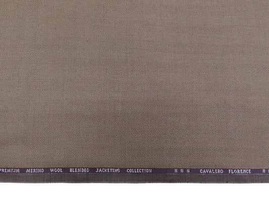 Cavalero Italy Premium Merino Wool Blend Jacketing Fabric Suiting Fabric (Brown, Herringbone)