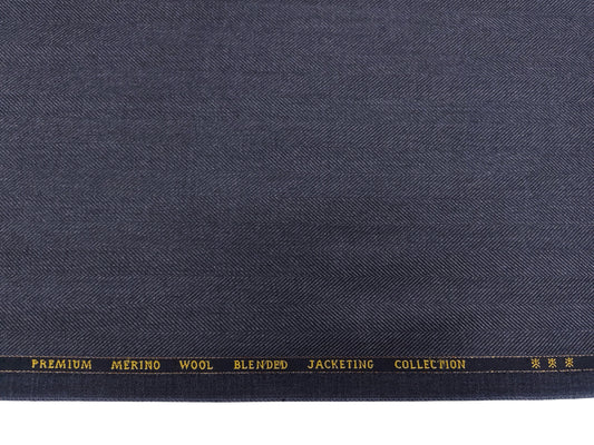 Cavalero Italy Premium Merino Wool Blend Jacketing Fabric Suiting Fabric (Dark Grey, Herringbone)