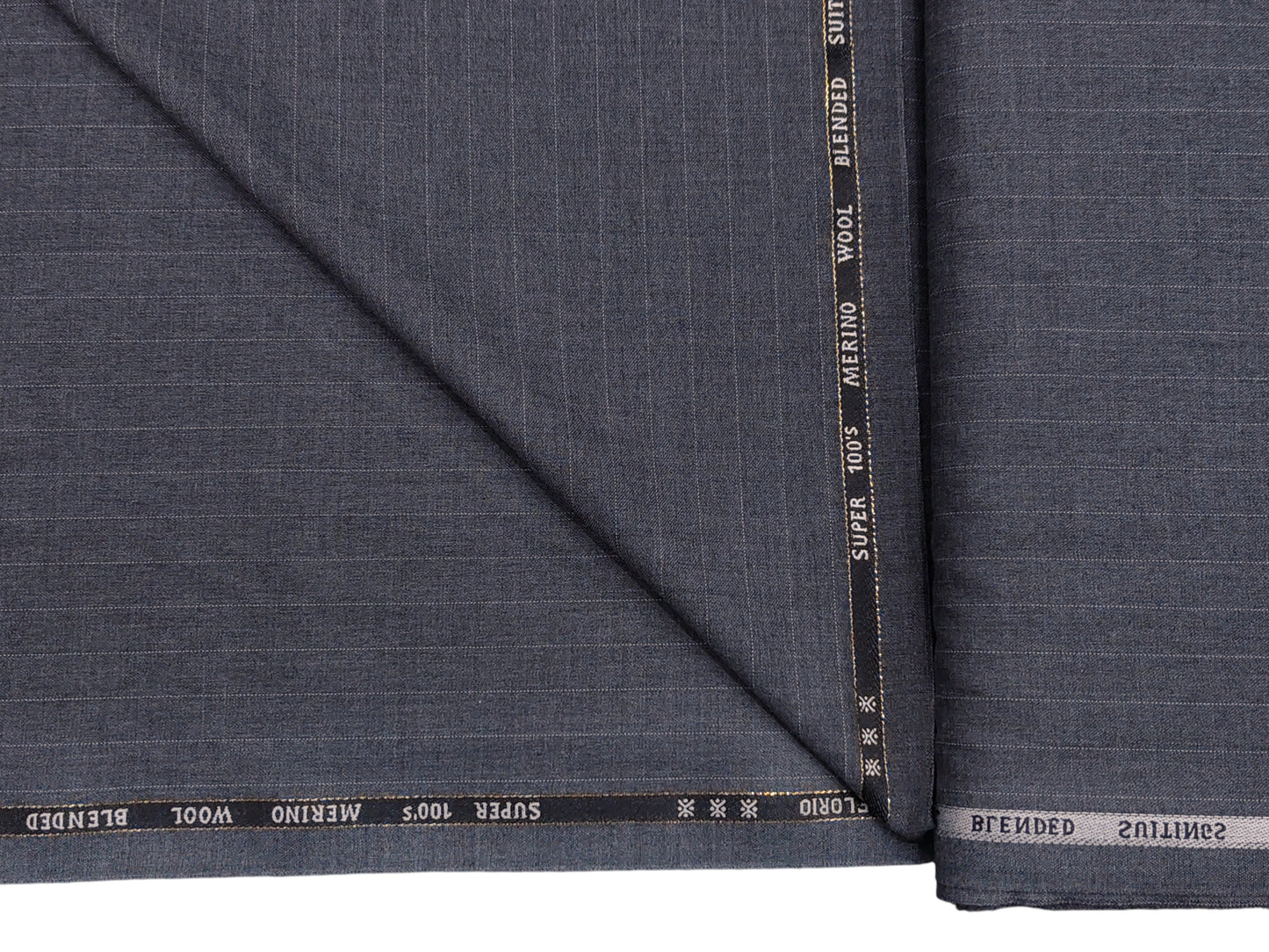 Canetti Italy Super 100s Merino Wool Blend Suiting Fabric (Grey, Pinstripes)