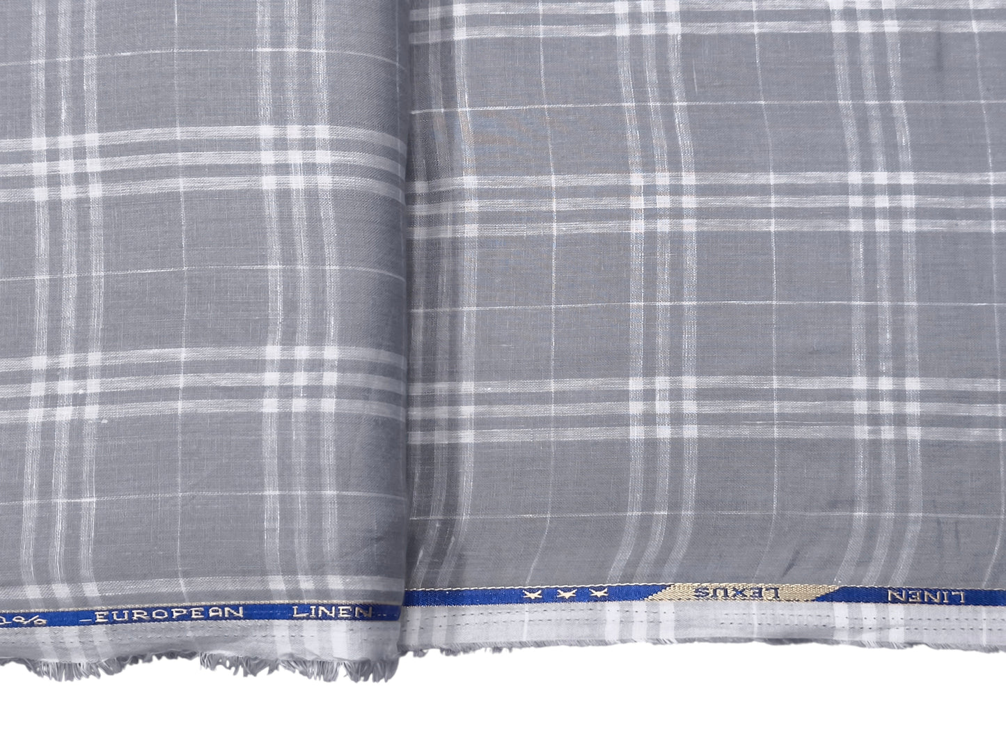 100% Pure Linen 60 LEA Shirting Fabric (Grey, Checks)