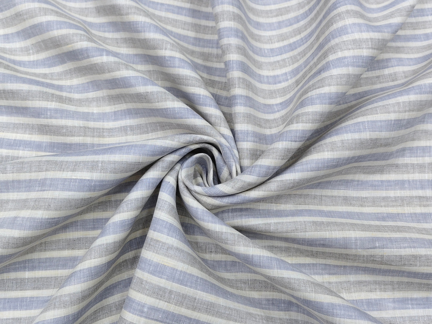 100% Pure Linen 60 LEA Shirting Fabric (Brown & Blue, Stripes)