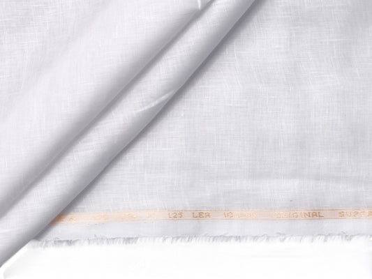 100% Pure Linen 125 LEA Shirting Fabric (White , Plain)