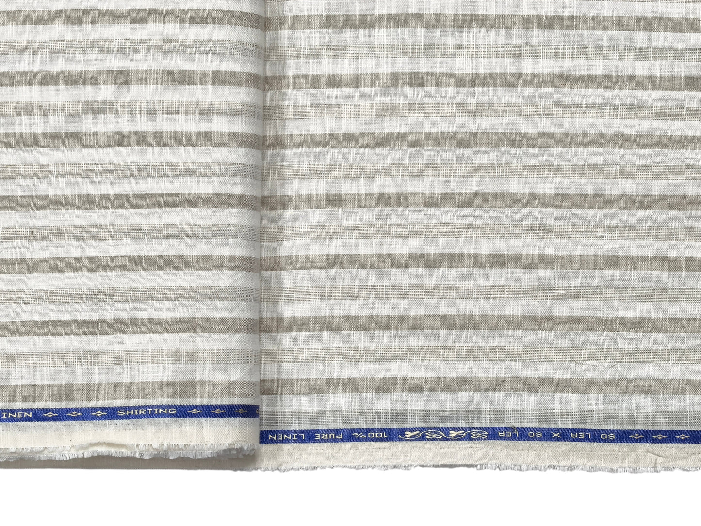 100% Pure Linen 60 LEA Shirting Fabric (Beige & Brown , Stripes)