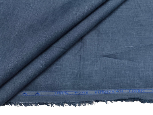 100% Pure European Linen 60 LEA Shirting Fabric (Light Prussian Blue, Plain)