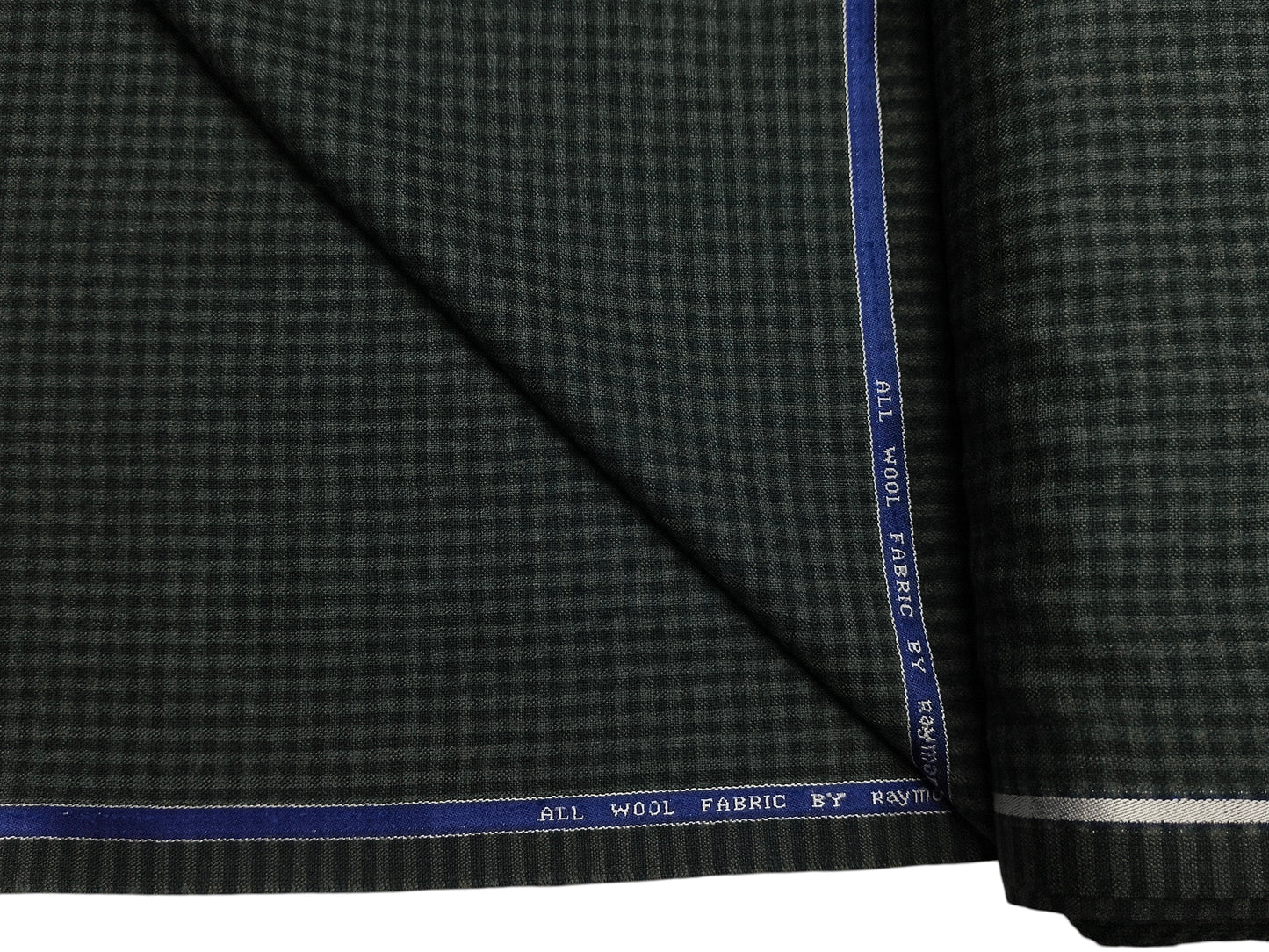 Raymond 100% Wool Premium Suiting Fabric (Green, Microchecks)
