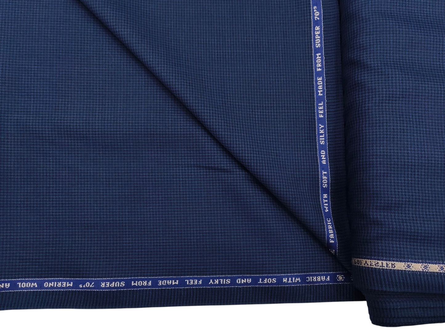 Raymond Markus Super 70s Premium Suiting Fabric (Blue, Houndstooth Pattern)