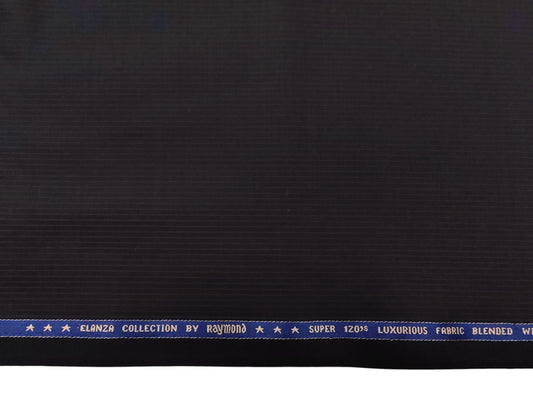 Raymond The Elanza Collection 70% Wool Super 120s Suiting Fabric (Black, Subtle Pinstripes)