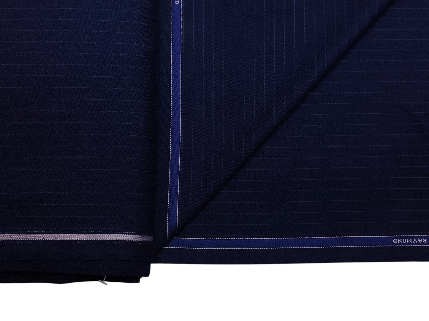 Raymond 100% Wool Natural Stretched Suiting Fabric (Blue, Pinstripes)