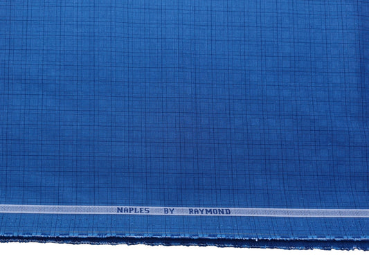 Raymond 100% Premium Cotton Shirting Fabric (Royal Blue, Checks)