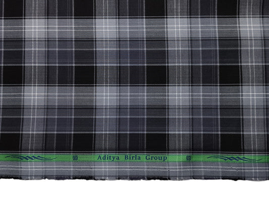 Grasim By Aditya Birla Group 100% Pure Cotton Shirting Fabric (Black & Grey, Multichecks)