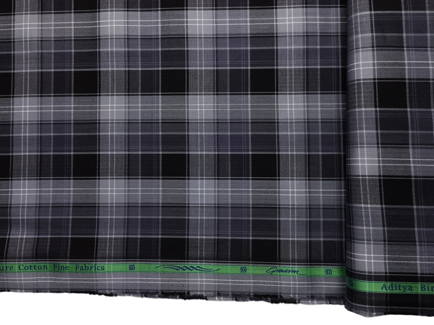 Grasim By Aditya Birla Group 100% Pure Cotton Shirting Fabric (Black & Grey, Multichecks)