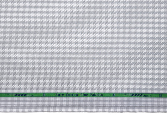 Grasim By Aditya Birla Group 100% Pure Cotton Shirting Fabric (Light Grey, Patterned Checks)
