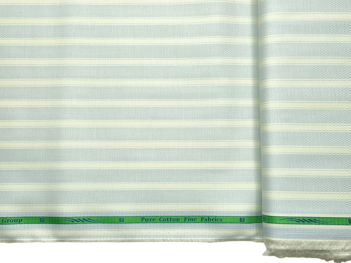 Grasim By Aditya Birla Group 100% Pure Cotton Shirting Fabric (Light Blue & Cream, Stripes)