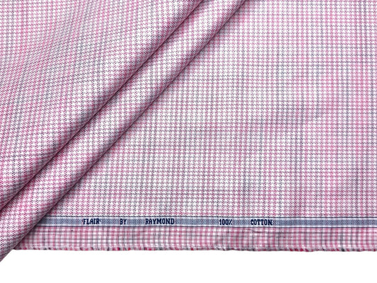 Raymond 100% Premium Cotton Shirting Fabric (Pink, Microchecks)
