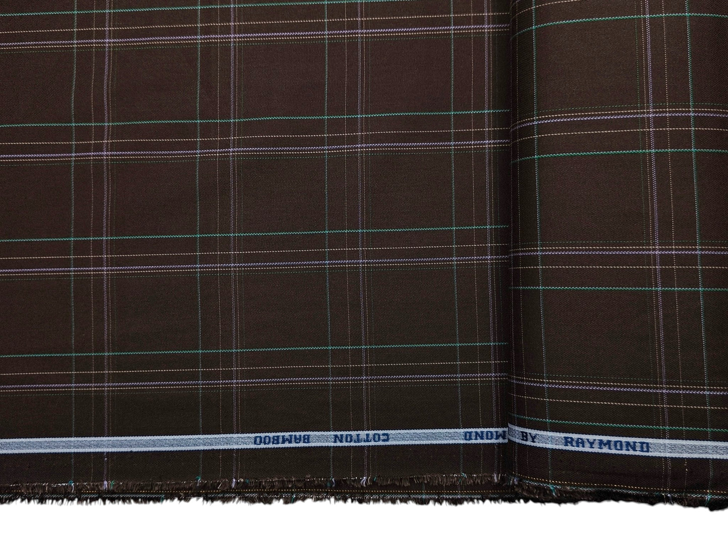 Raymond Cotton Bamboo Blended Premium Shirting Fabric (Coffee Brown,Offwhite & Green, Checks)