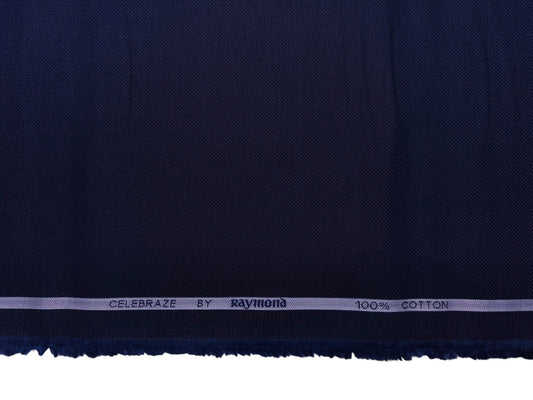 Raymond 100% Premium Cotton Shirting Fabric (Midnight Blue, Dobby Design)