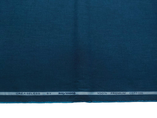 Raymond 100% Premium Cotton Shirting Fabric (Teal Blue, Plain)
