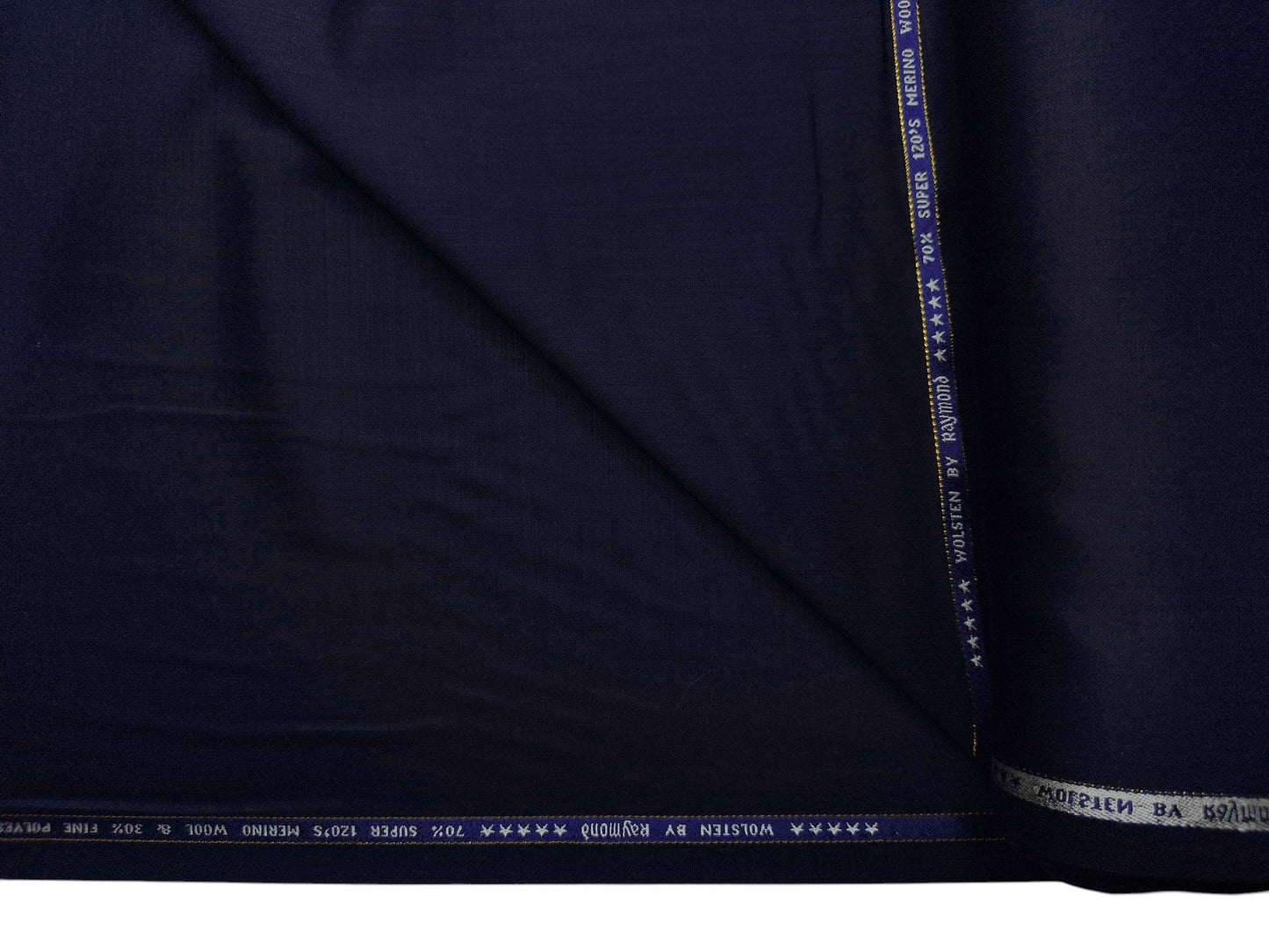 Raymond Wolsten 70% Wool Super 120s Suiting Fabric (Navy Blue, Plain)