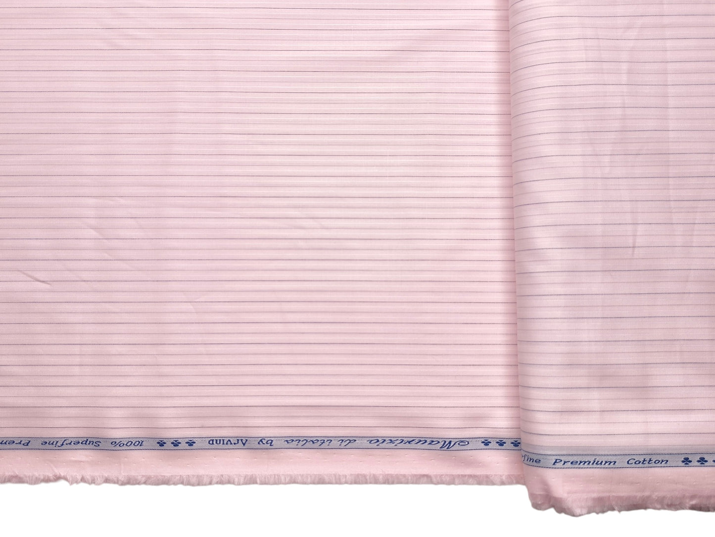 Arvind 100% Superfine Premium Cotton Shirting Fabric (Pink, Striped)