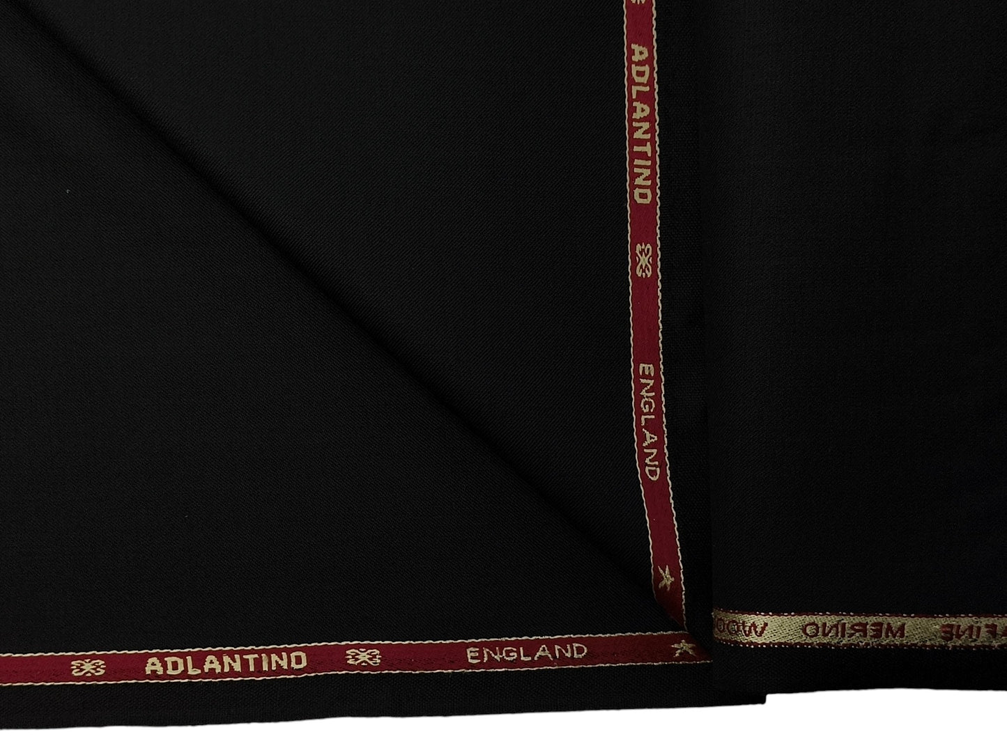 Adlantino Super 90's Extrafine Merno Wool Blended Suiting Fabric (Black, Plain)