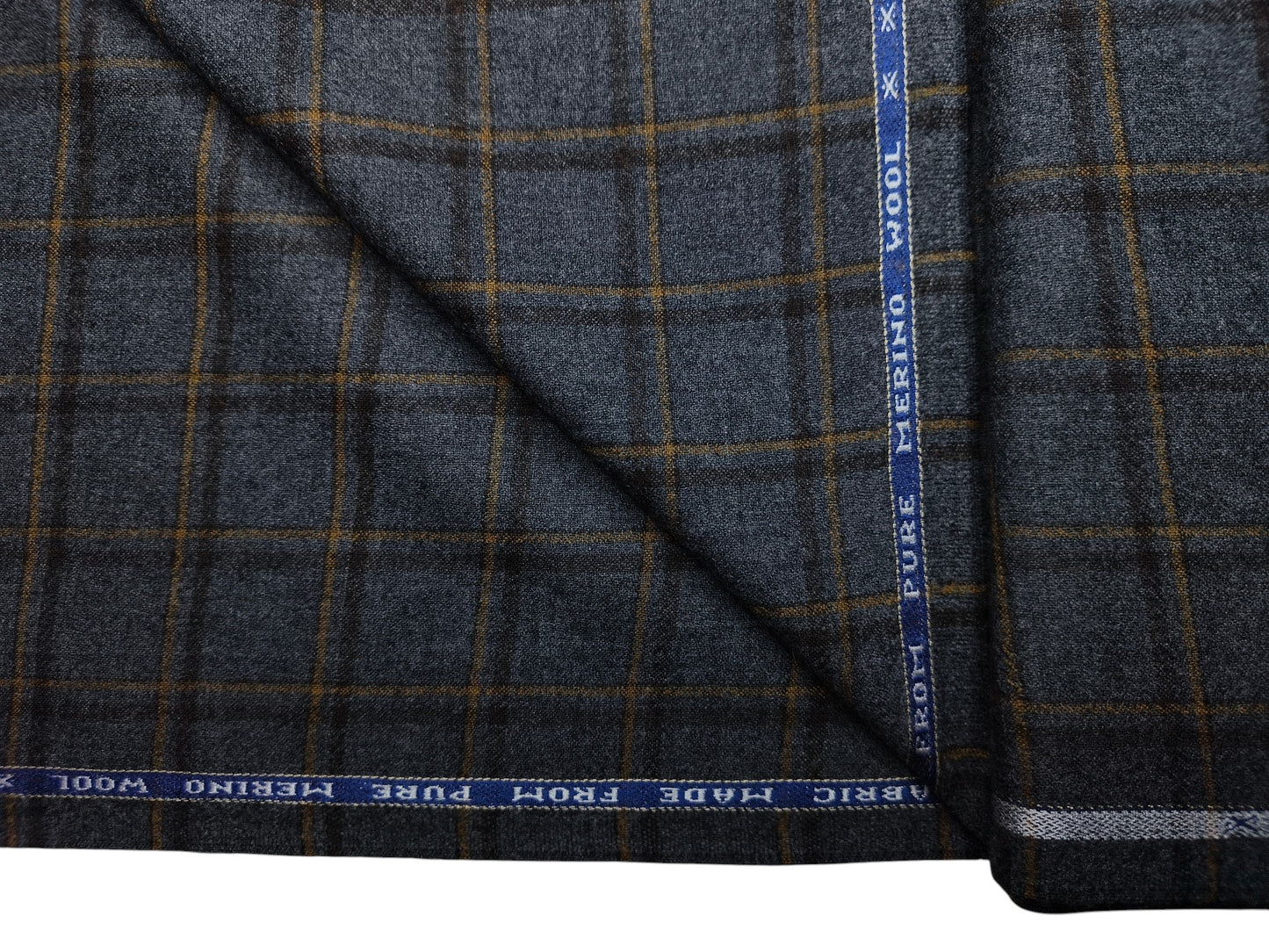 Raymond Lancaster 100% Wool Jacketing Suiting Fabric (Grey, Checks)