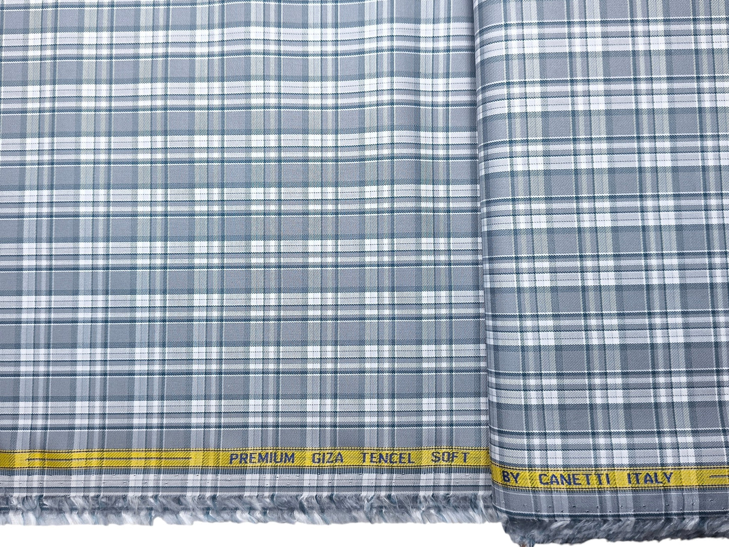 Canetti Italy Premium Tencel Giza Soft Touch Shirting Fabric (Grey, Checks)