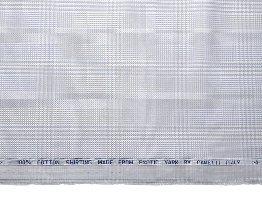 Canetti Italy 100% Cotton Premium Shirting Fabric (Grey, Patterned Checks)