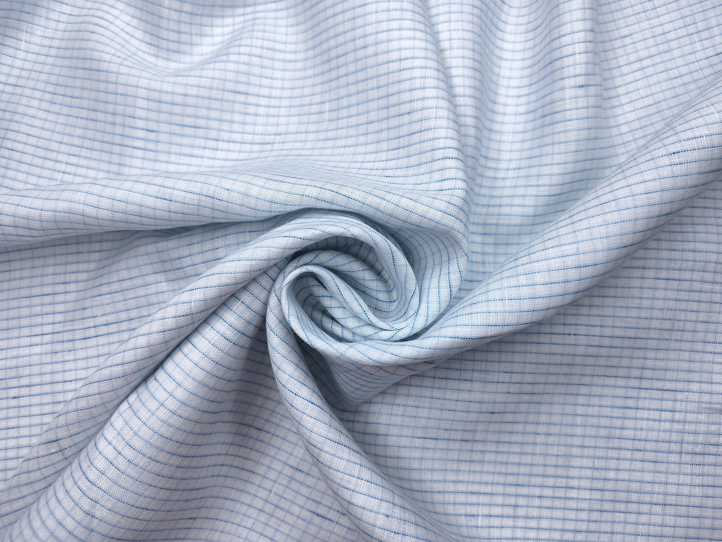 100% Pure Linen 60 LEA Shirting Fabric Shirting Fabric (White & Blue, Checks)