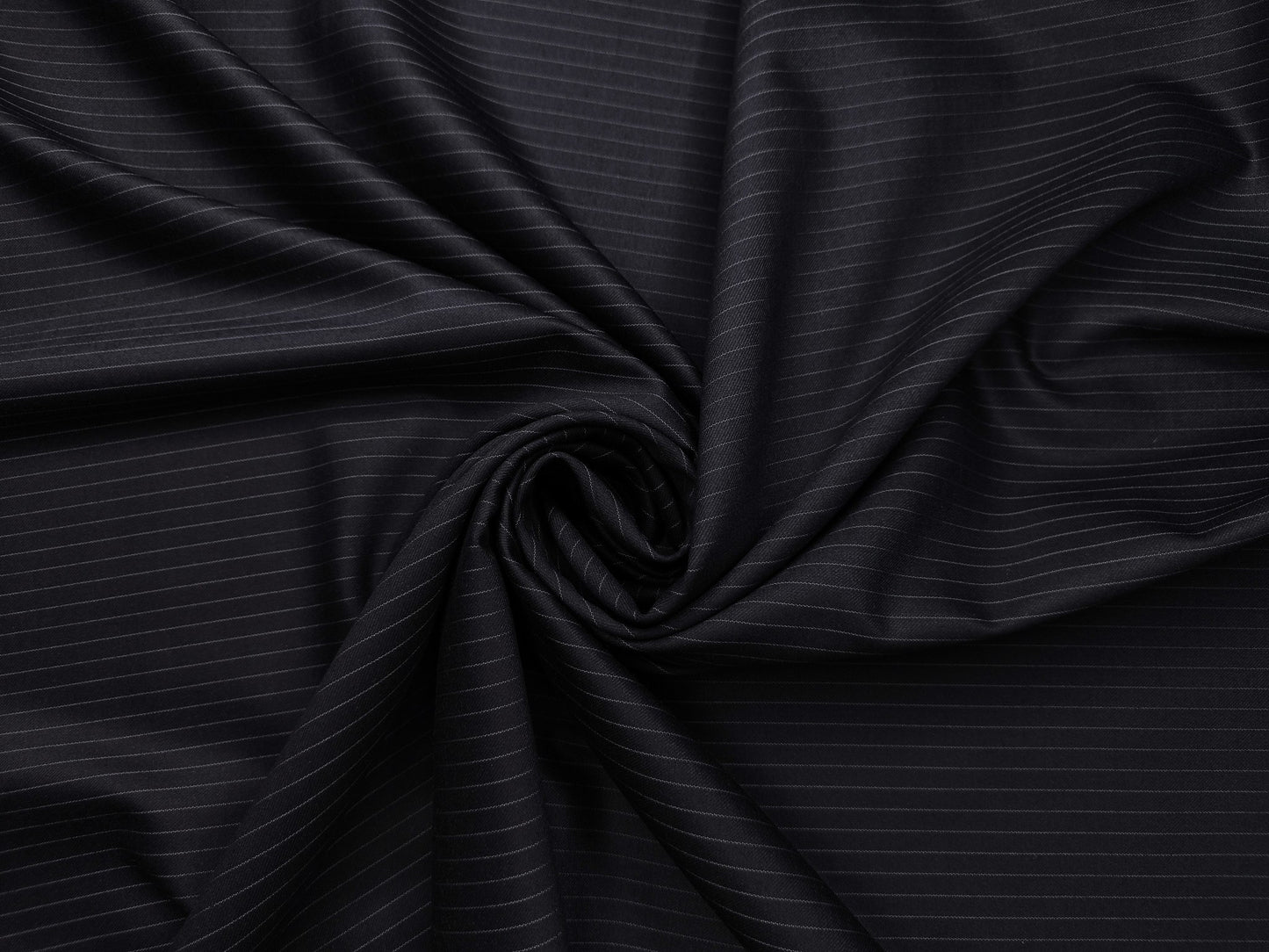 Canetti Italy Premium Stretched TR Suiting Fabric (Black, Pinstripes)