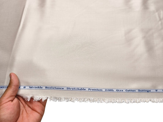 Arvind Tresca 2/60s Wrinkle Resistant 100% Pure Giza Cotton Suiting Fabric (Light Beige , Plain)