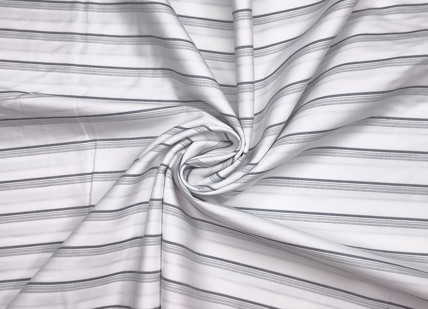 Vercelli Italy 2/100s Finest Supima Cotton Shirting Fabric (White & Grey, Stripes)