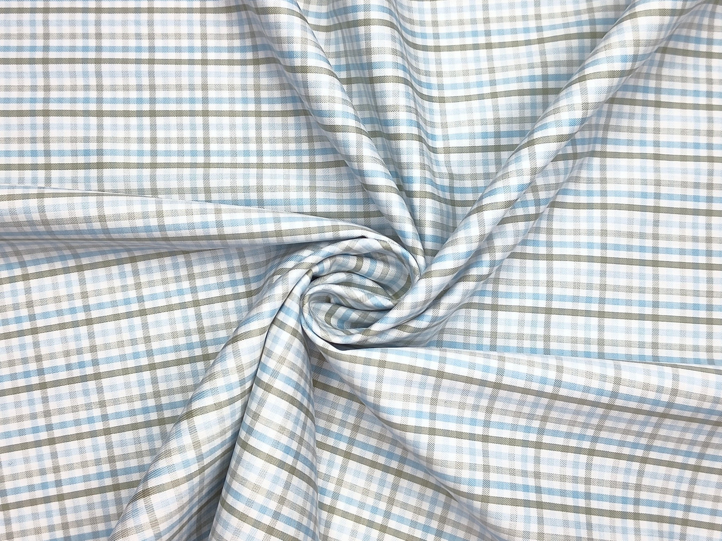 Vercelli Italy 2/100s Finest Supima Cotton Shirting Fabric (Blue & Olive Green, Checks)