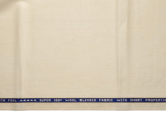 Raymond Vitafeel Exotic 52% Wool Super 100s Merino Wool Blend Suiting Fabric (Cream, Plain)