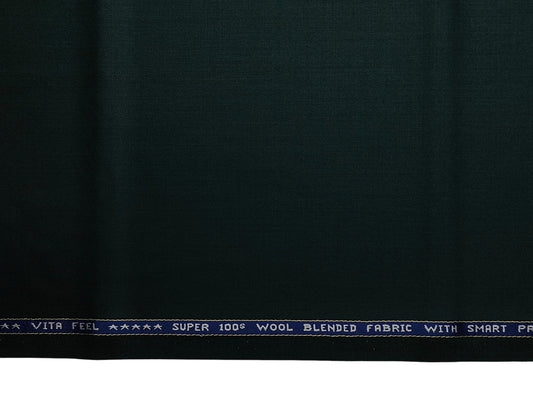Raymond Vitafeel Exotic 52% Wool Super 100s Merino Wool Blend Suiting Fabric (Dark Green, Plain)