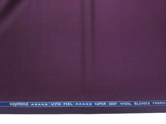 Raymond Vitafeel Exotic 52% Wool Super 100s Merino Wool Blend Suiting Fabric (Burgundy Wine, Plain)