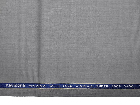 Raymond Vitafeel Exotic 52% Wool Super 100s Merino Wool Blend Suiting Fabric (Light Grey, Plain)