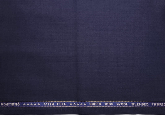 Raymond Vitafeel Exotic 52% Wool Super 100s Merino Wool Blend Suiting Fabric (Classic Blue, Plain)
