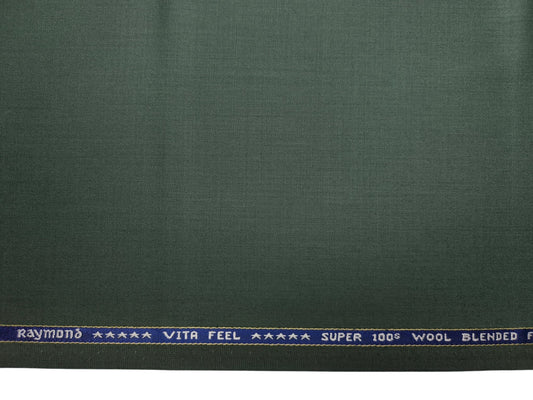 Raymond Vitafeel Exotic 52% Wool Super 100s Merino Wool Blend Suiting Fabric (Green, Plain)