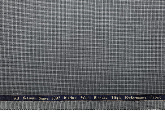 Georgia Gullini Italy Super 100s Merino Wool Blend Suiting Fabric (Grey, Microchecks)