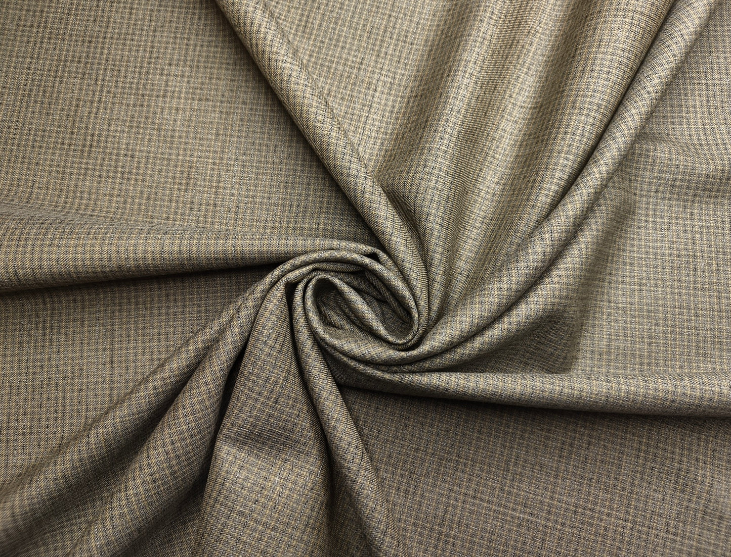 Georgia Gullini Italy Super 110s Merino Wool Blend Suiting Fabric (Dusty Olive, Patterned Checks)