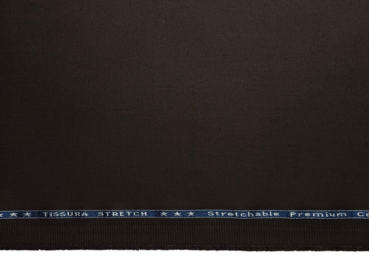 Arvind 100% Cotton Stretched Suiting Fabric (Dark Brown, Plain Weave)