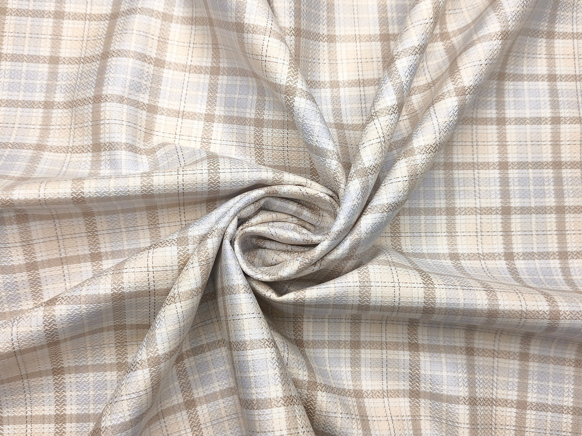 Solino 100% Premium Giza Cotton Shirting Fabric (Brown & Blue, Multichecks)