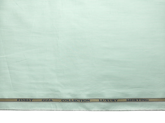 Solino 100% Premium Giza Cotton Shirting Fabric (Light Green , Stripes)