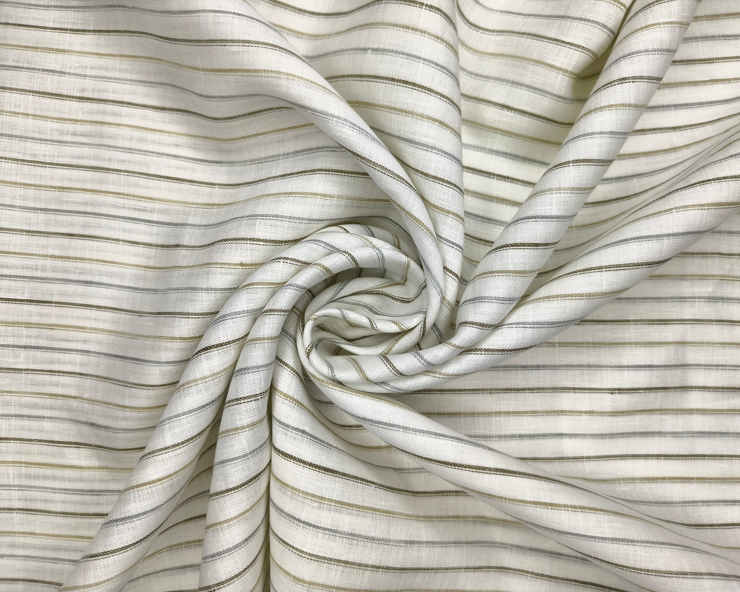 Solino 100% Pure Linen Premium 100 LEA Shirting Fabric (White , Grey & Olive, Stripes)