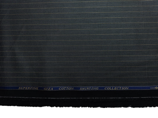 Solino 100% Premium Giza Cotton Shirting Fabric (Black, Patterned Stripes)