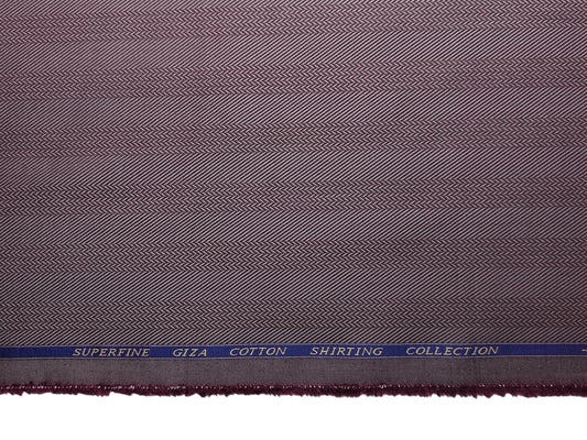 Solino 100% Premium Giza Cotton Shirting Fabric (Plum, Patterned Stripes)