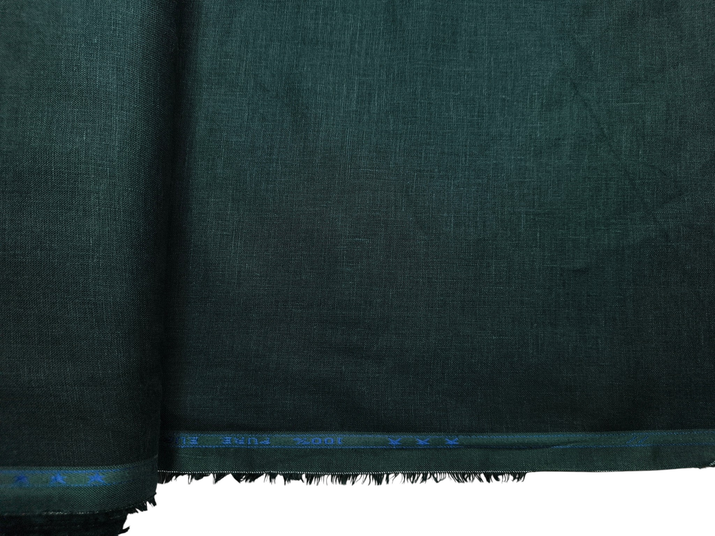 100% Pure European Linen 60 LEA Shirting Fabric (Dark Green, Plain)
