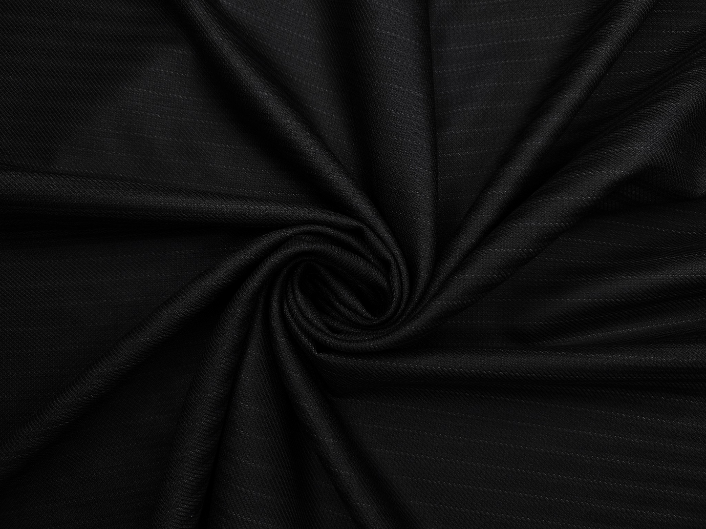 Raymond Serenity Super 70s Merino Wool Blend Suiting Fabric (Black, Patterned Pinstripes)