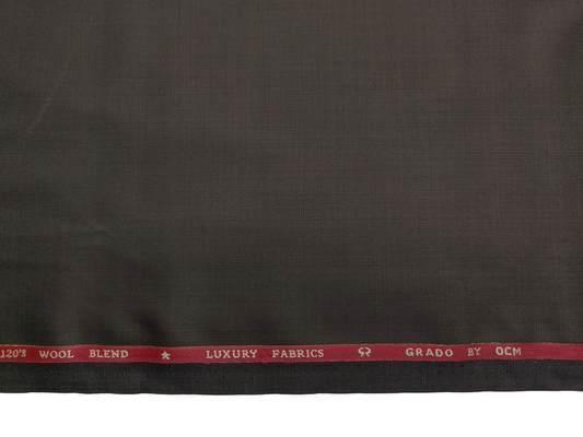 OCM Privilege Club Super 120s Merino Wool Blend Premium Suiting Fabric (Brown, Self Checks)