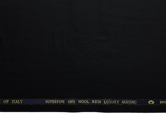 Georgia Gullini Italy Super 150s Wool Blended Premium Suiting Fabric (Black, Plain)